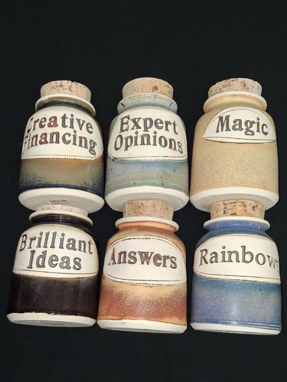 Dr Brophys Word Jars Vintage Pottery Set of 6